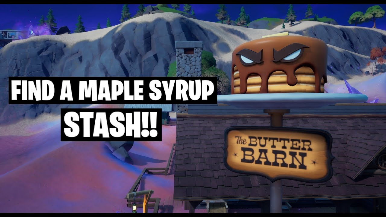 Find a MAPLE SYRUP stash at Hunter's Haven (Fortnite Season 5 Challenge Guide)