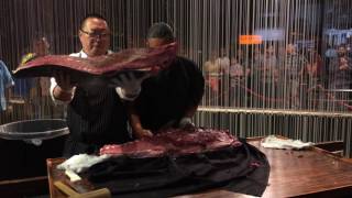Morimoto Iron Chef Cuts 132 pound Tuna Amazing To See