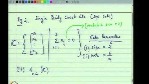 Mod-01 Lec-02 Example Codes and their Parameters