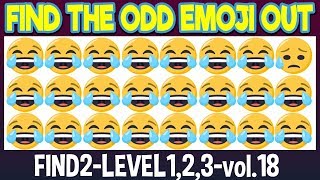 Find THE ODD EMOJI OUT FIND2 Level 1,2,3 vol 18|Emoji Puzzle Quiz|Find The Difference Emoji