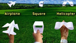 Best 3 Flying Helicopter Plane, new flying 3 paper plane, make 3 helicopter, fly square helicopter