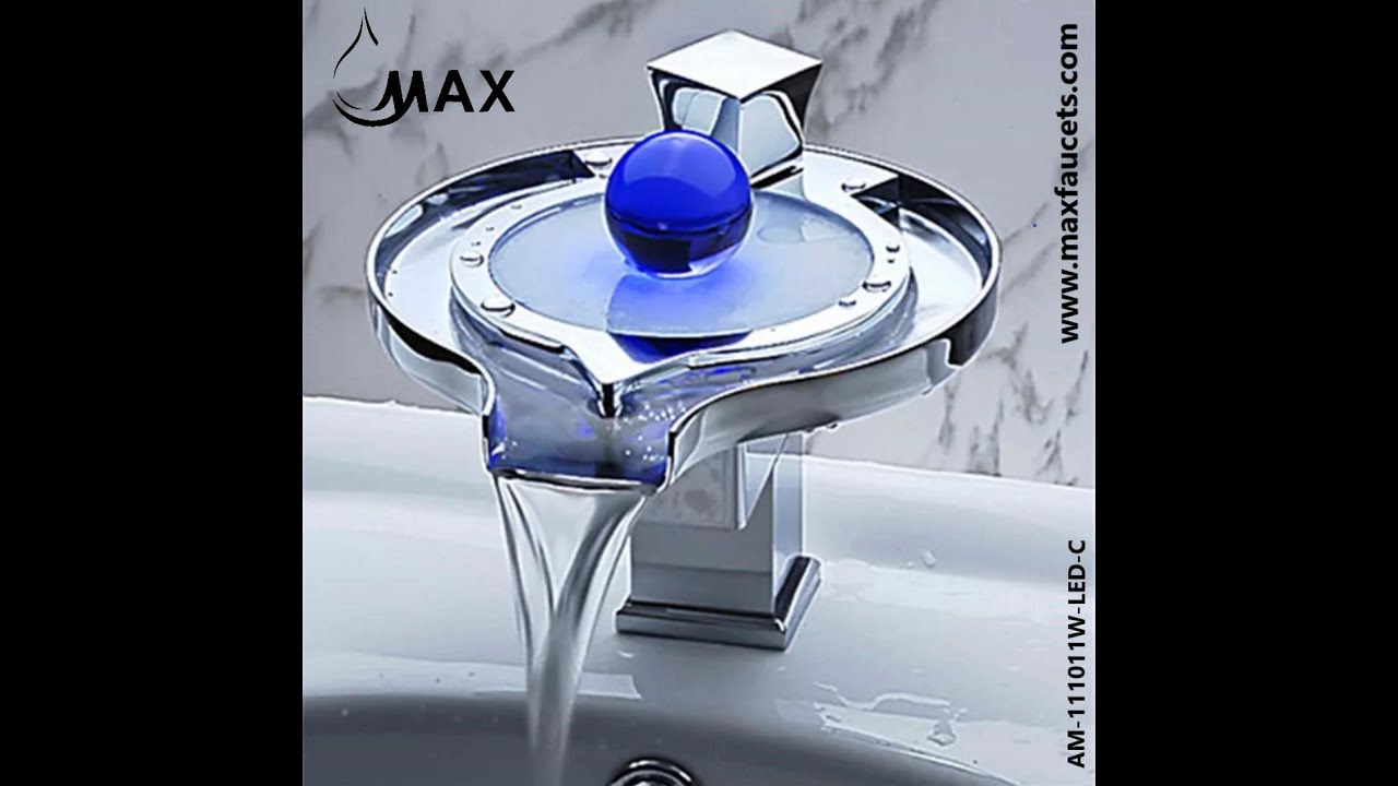 Bathroom Faucet Waterfall With LED Light | MAX Faucets | Model Number : AM-11011W-LED-C
