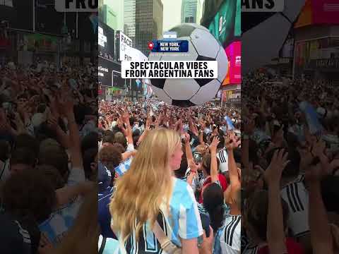 Argentina fans are having all the fun in Times Square ahead of the FIFA World Cup Final