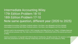 Wiley Intermediate Accounting Walkthrough Problem 17-10 (18th Ed) / Problem 18-10 (17th Ed)