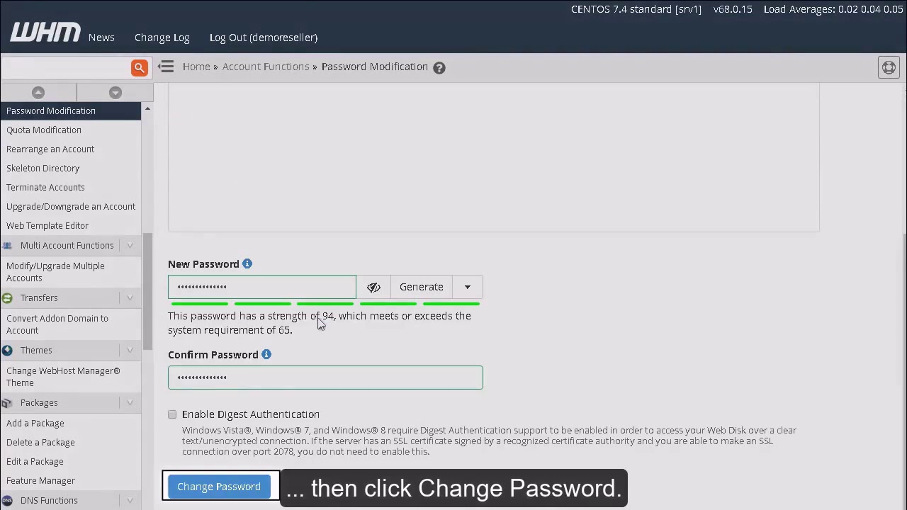 How to change your WHM password?