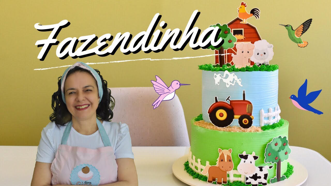 BOLO FAZENDINHA - Tema CLÁSSICO - Muito PEDIDO  - Textura com PINCEL DE SILICONE - ENCANTADOR!!