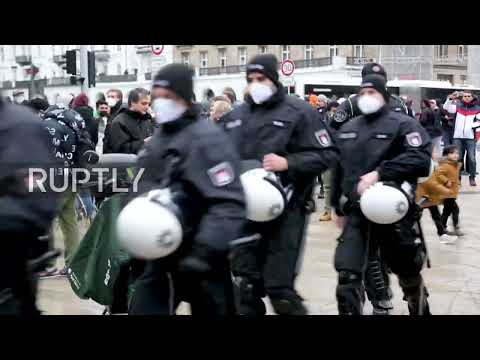 Germany: Unauthorised rally against COVID restrictions blocked by Hamburg police