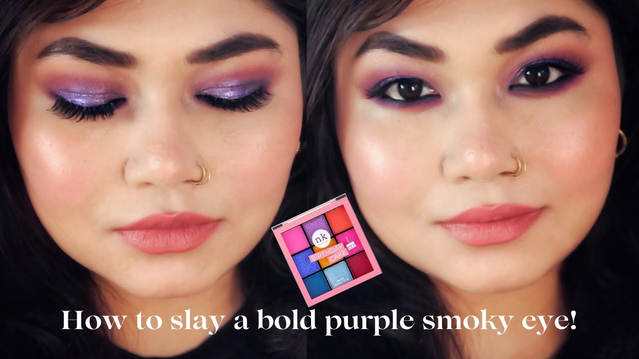 How To Slay A Bold Purple Smoky Eye! 💜✨Using Nicka K BIRTHDAY CAKE Eyeshadow Palette 🎁🎂🥳