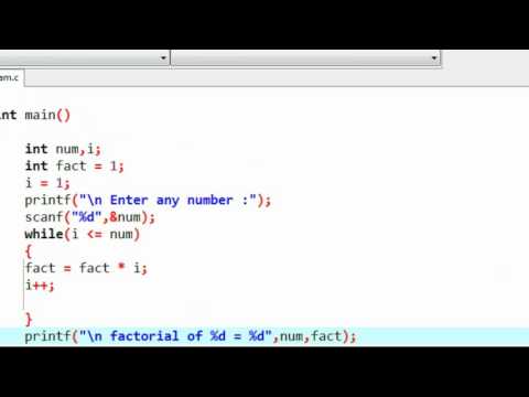 C Programming   12   while loop example factorial of a number