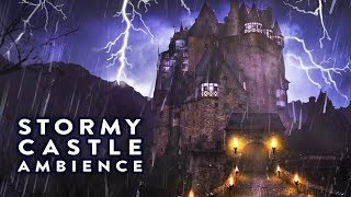 Haunted Castle Halloween Ambience - Relaxing Rain and Thunderstorm Sounds