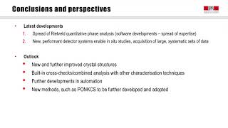 Conclusions and perspectives on XRD diffraction (XRD8)