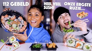 FILIPE BELDE 112 & WERD MEEGENOMEN... 💔 | SUSHI mukbang MET mijn VRIENDJE 🍣 | Kelly Buth