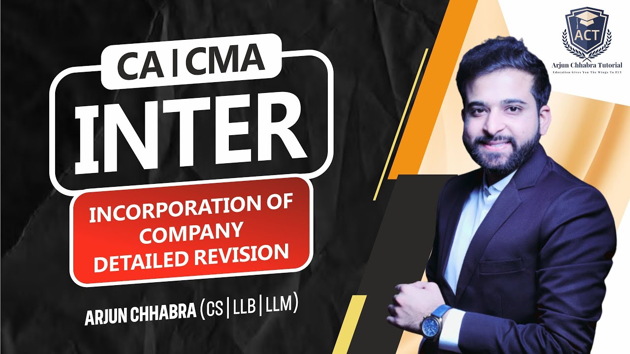 INCORPORATION OF COMPANY | CA INTER LAW | CMA INTER LAW - YouTube