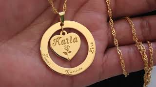 Personalized Mom Necklace with Kid's Names in Vermeil gold KCN 76