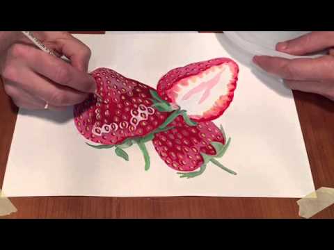 How to draw realistic strawberries - YouTube