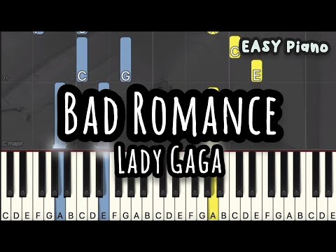 Lady Gaga Bad Romance Easy Piano Piano Tutorial Sheet 