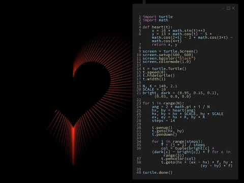 Python Turtle Heart Animation ❤️ #python #coding #shorts
