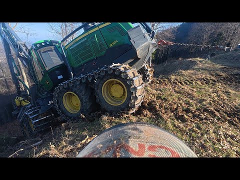 🌲 STEEP Slope LOGGING Day 🌲 T Winch 10.3 - John Deere 1270G - MS500i