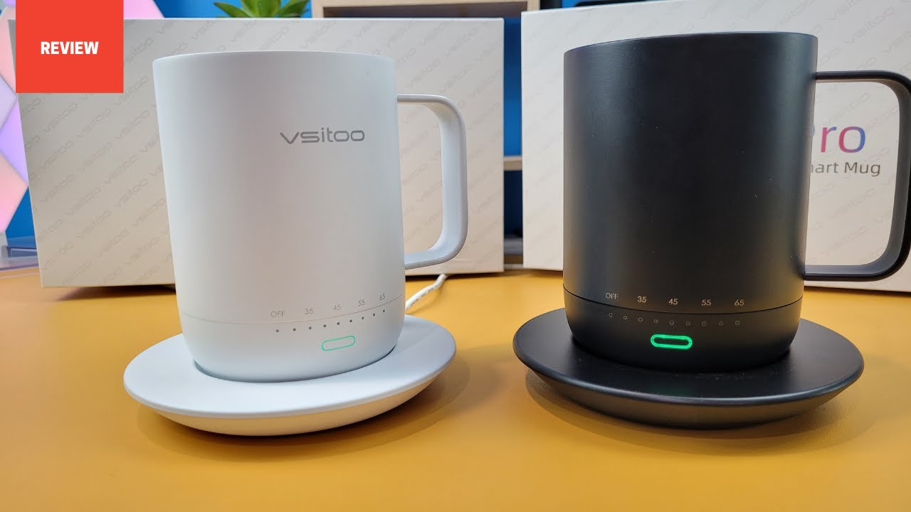 VSITOO S3 Pro Temperature Control Smart Mug with Lid, Coffee Mug Warmer  with Mug for Desk Home Office, App Controlled Heated Coffee Cup, Self Heating  Coffee Mug 14 oz, Electric Mug 