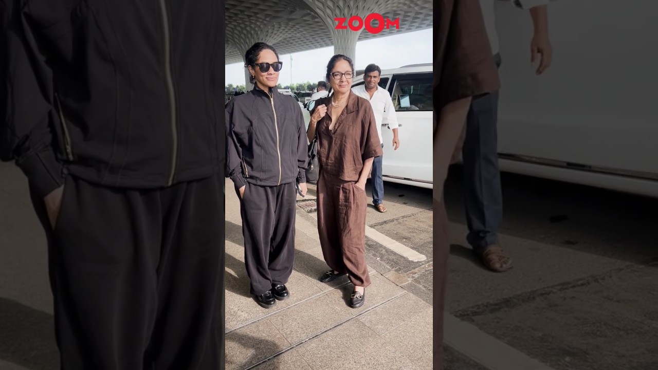Mother Daughter duo Neena Gupta & Masaba Gupta POSE together for the paps at the airport 😍 