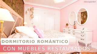 Dormitorio romántico con MUEBLES restaurados y detalles en rosa // Decogarden