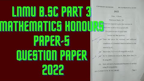 LNMU B.Sc part 3 mathematics honours paper-5 question paper 2022