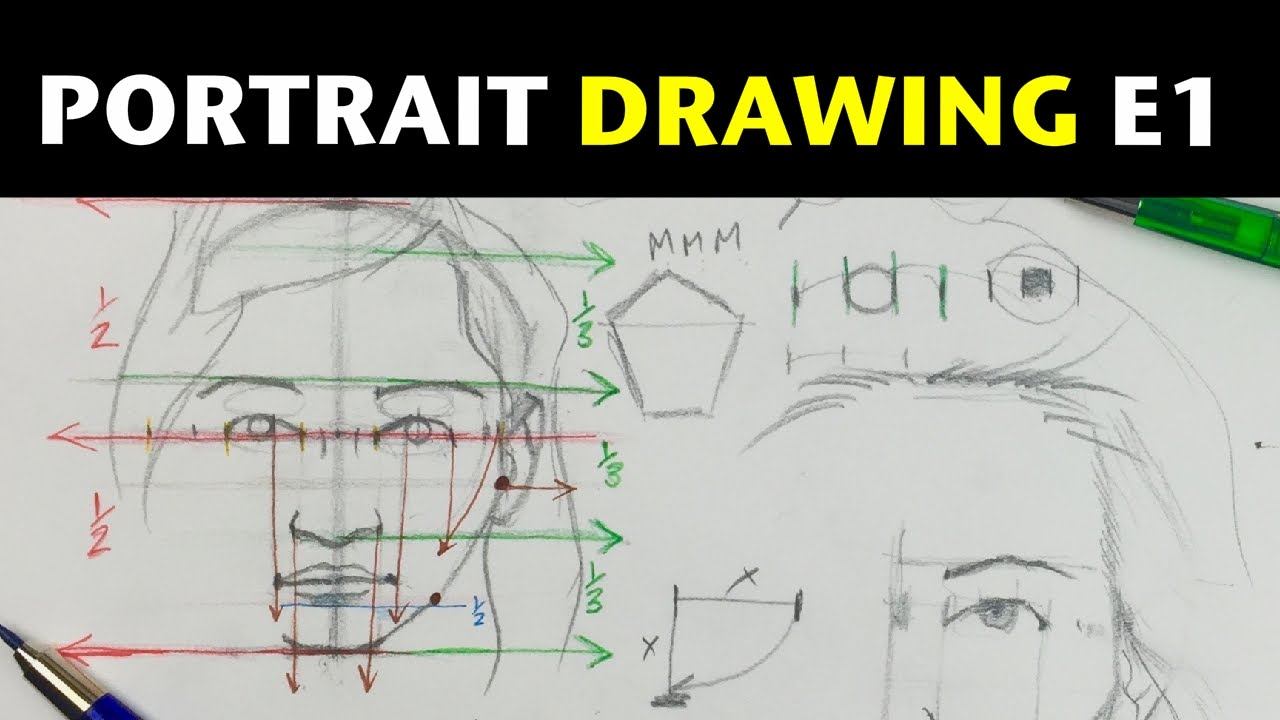 Beginner Portrait Drawing E1 | Proportions of the head
