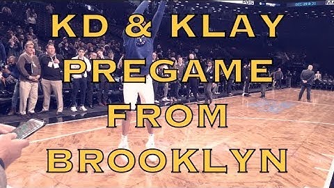 Klay splashes lefty and KD (Kevin Durant) dunks during pregame routines + autogarphs from Brooklyn