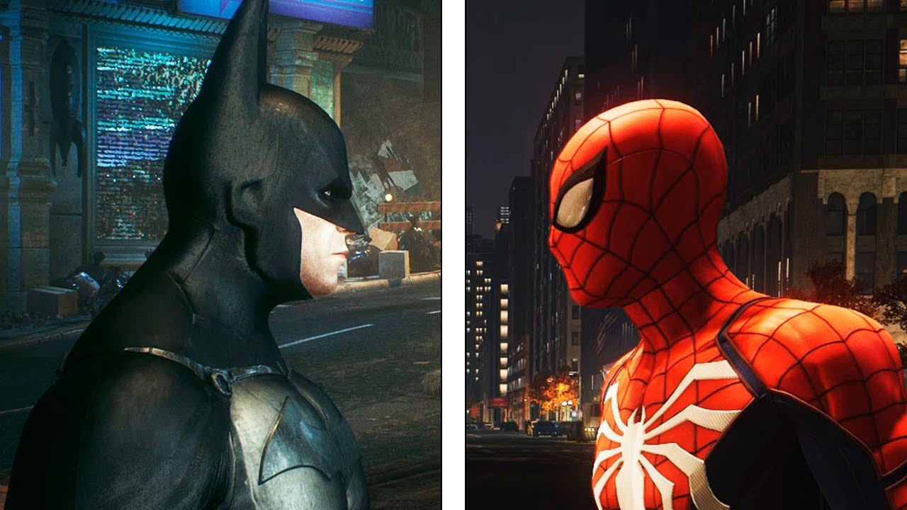 Spider-Man PS4 vs Batman Arkham Knight | Graphics Comparison | Comparativa  - YouTube