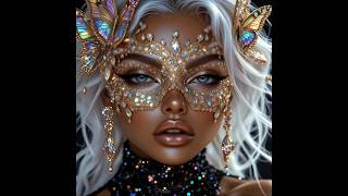 Glamorous Masquerade: High Fashion Model in Jewel-Encrusted Gown. AI art #makeupgoals