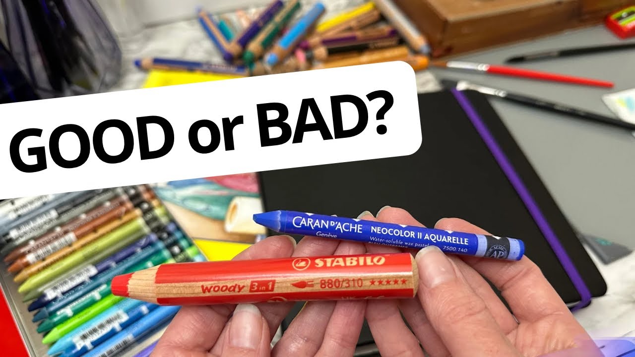 Did I Waste my Money? Stabilo Woody 3-in-1 Crayon Review & Comparison with  Neocolor 2 Crayons 