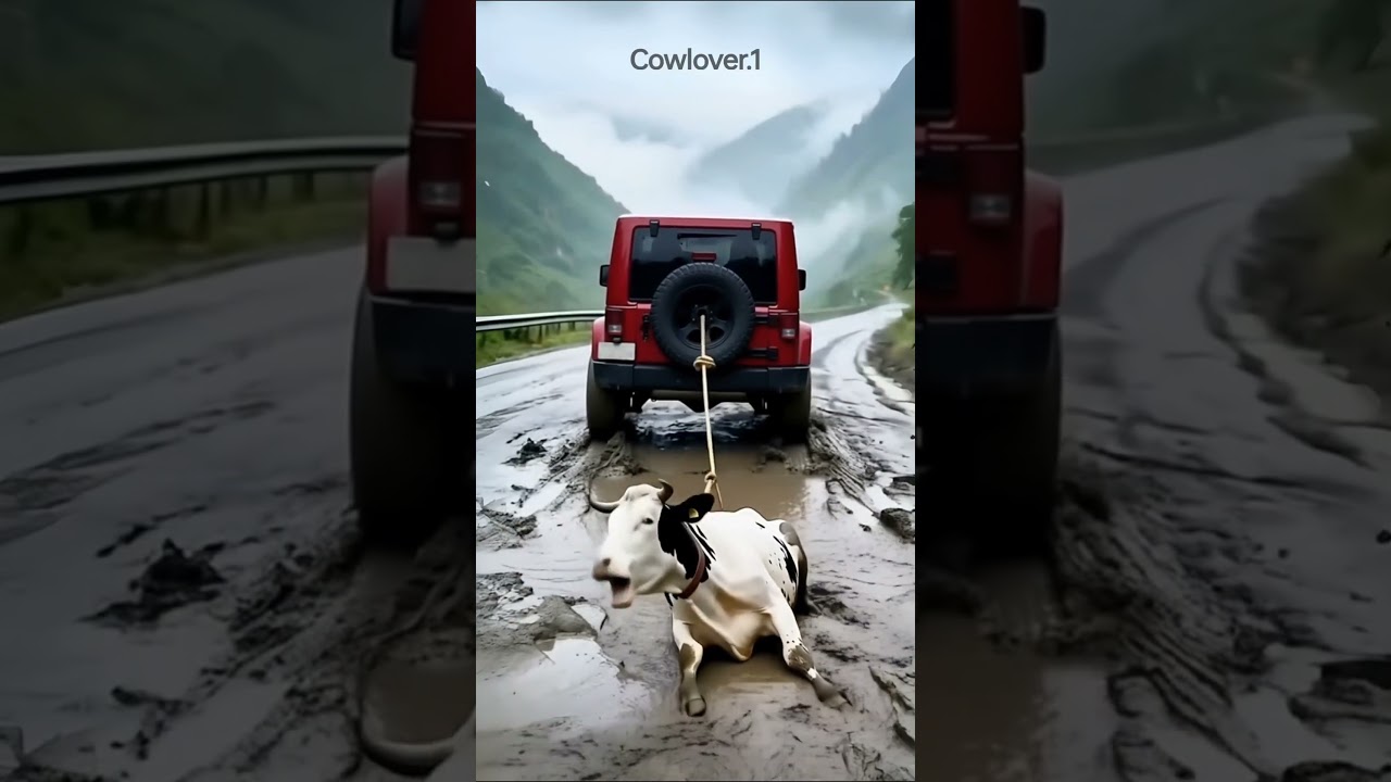 jeep saved cow 