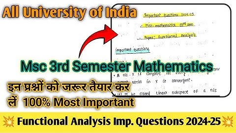 Functional analysis Msc 3rd semester important questions