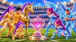 Golden Family VS Diamond Family 🥇RUMI Gets Magic Unicorn Racing Championship | Ultimate Rumi Glow-Up