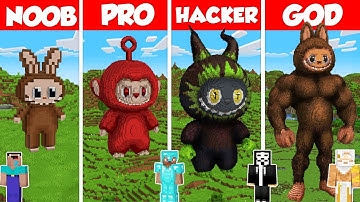 LABUBU Statue Build Battle Challenge - Noob vs Pro vs Hacker vs God - Minecraft Animation