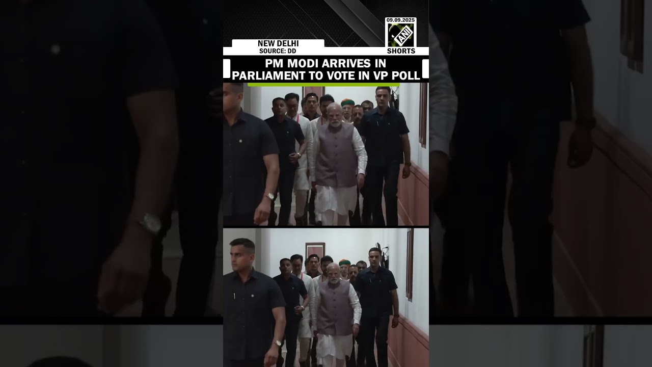 PM Modi arrives in parliament to cast vote in Vice-Presidential election