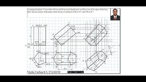 Example 06 on Projection of Solids-Manual Drawing