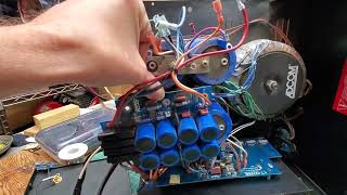 Adcom GFA 5500 being serviced, replacing burnt diodes