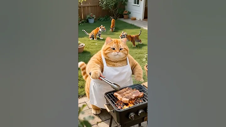 Watch the video about 😺 The Orange Cat is Raising Baby Lions Now #cat #catlovers #funny #funny videos