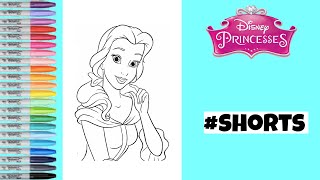 Disney Princess Belle Coloring Book Page Pink Dress #shorts #coloring #disneyprincess #belle