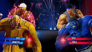 Evil Ryu & Nemesis VS Ryu & Hulk (Very Hard) - Marvel vs Capcom | 4K UHD Gameplay