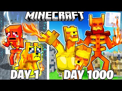 I Survived 1000 Days as FIRE CREATURES in HARDCORE Minecraft!