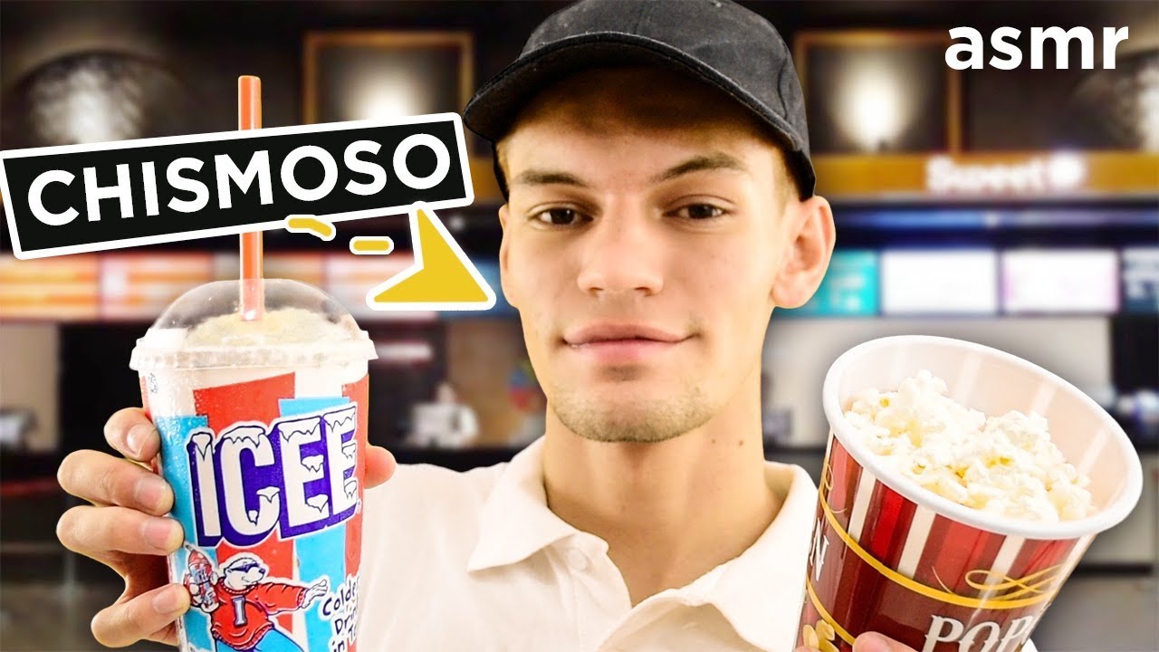 ASMR Español - Vendedor de boletos de Cine CHISM0SO | Sonidos con Comida