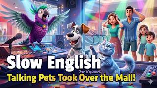 Talking Pets Took Over the Mall! | Easy English Listening Practice (A2)