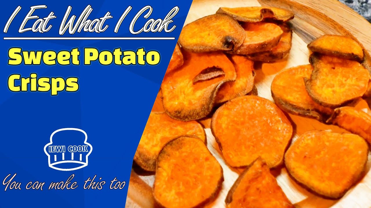 Crispy Oven Baked Sweet Potato Chips with Coarse Sea Salt IEWI COOK