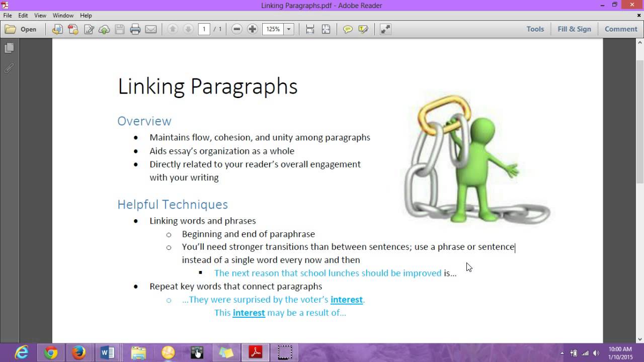 how to link your paragraphs in an essay