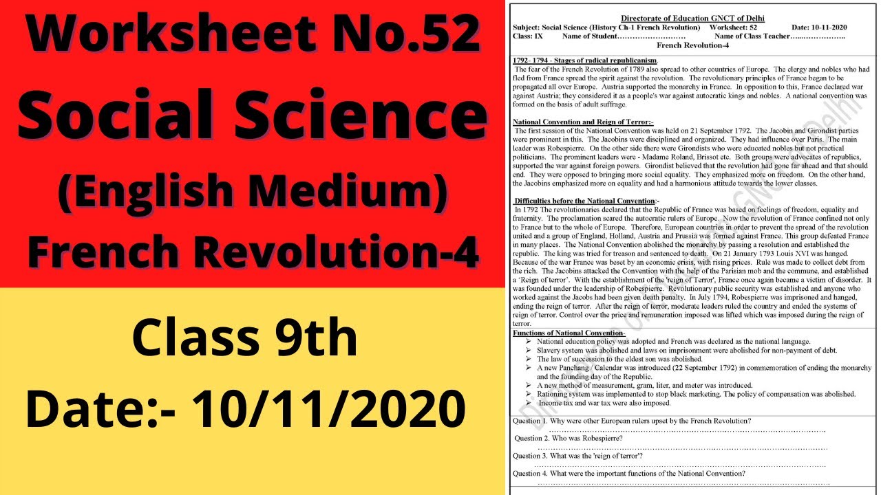 class 9 worksheet 52 sst english medium 10 nov 2020 sst worksheet 52 doe worksheet 52 sst youtube