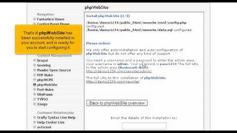 How to install phpWebsite from Fantastico