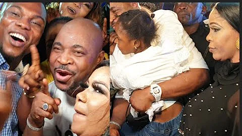 MC Oluomo Carry His Daughter With Wife As Lot Of People Gather To Snap With Him At His Birthday