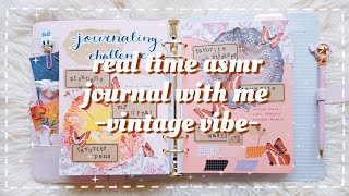 [Real time ASMR] Vintage Junk Journal with Me/creative journaling/ 6 ring binder / #StayHome #WithMe